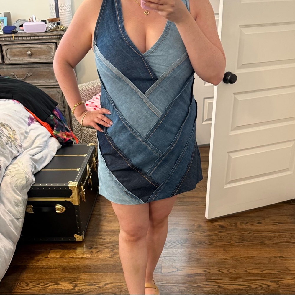 Free People patches of denim mini dress